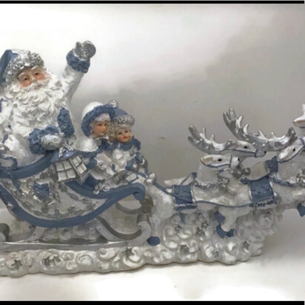LINCOLNSHIRE Vintage Christmas Santa Reindeer Sleigh..Width:17”